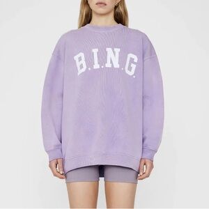 Anine Bing Tyler Sweatshirt in Washed Lavender size XS